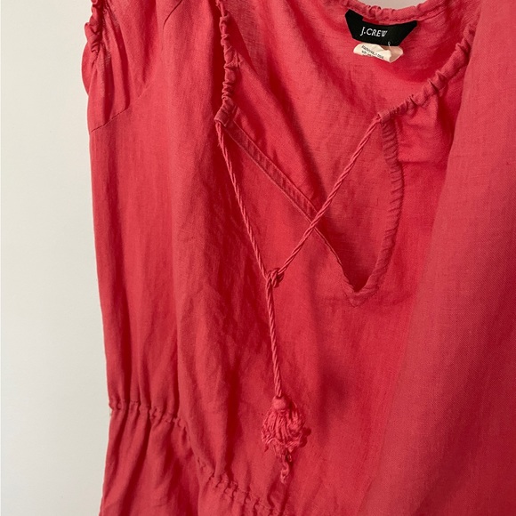 JCrew - breezy linen coral color beach cover up dress with tassel. - Picture 4 of 4